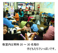 写真　教室内は常時20〜30名程の子どもたちでいっぱいです。